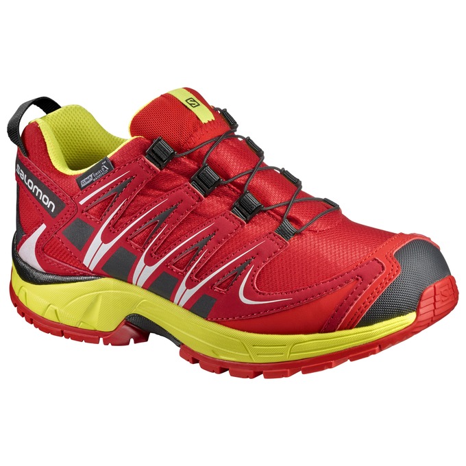SALOMON XA PRO 3D CSWP J Philippines - Kids' Trail Running Shoes - Red/Yellow | 478361-IPJ